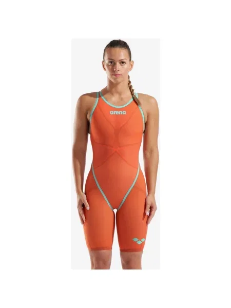 Strój kąpielowy Arena Powerskin Carbon Glide Sunset Coral Open Back pomarańczowy pastelowy 36 niebieski