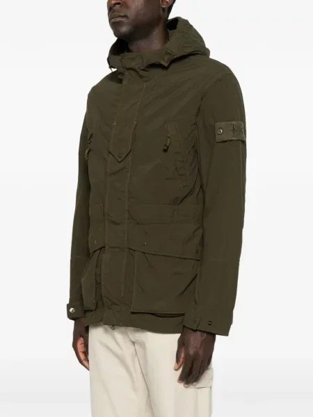 Geacă Stone Island cu glugă cu strasuri verde
