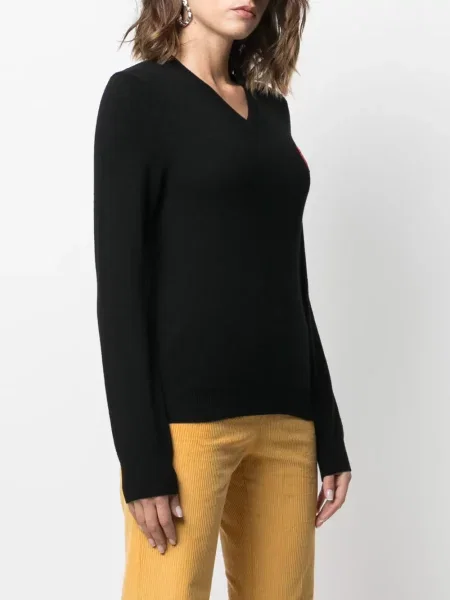 Top Comme Des Garçons Play s výstřihem do v se srdcovým vzorem černý