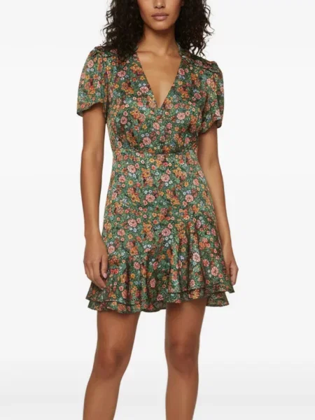 Rochie mini Sandro cu model floral cu imagine verde