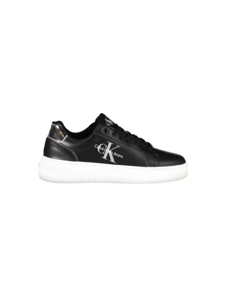 Trampki Calvin Klein skórzane z nadrukiem chunky czarne