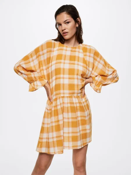 MANGO Rochie BRUNO galben galben deschis alb
