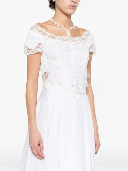 Top Ermanno Scervino din dantelă alb