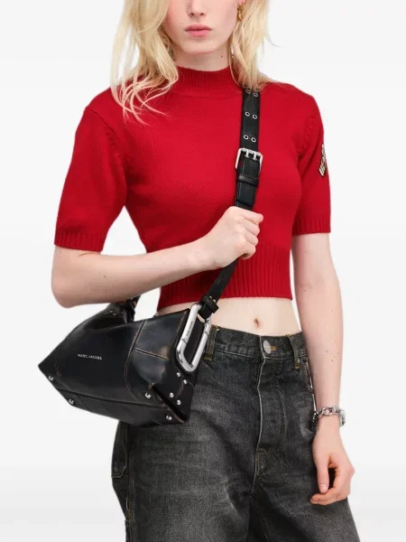 Kožená kabelka Marc Jacobs s oděrkami černá