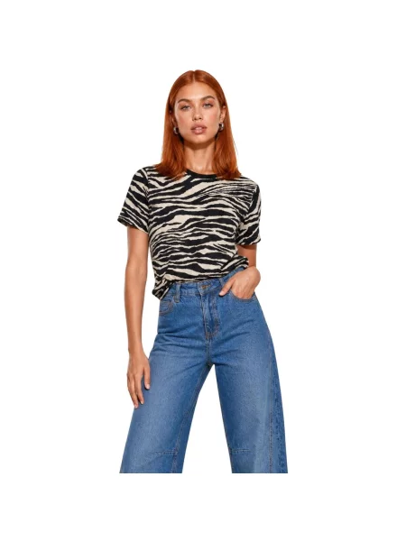Tricou I Am cu model zebră negru