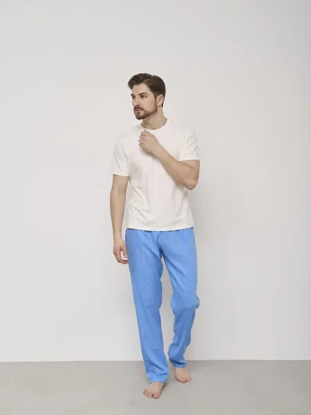 HANDY WEAR Піжама Білий/блакитний Льон/бавовна біла