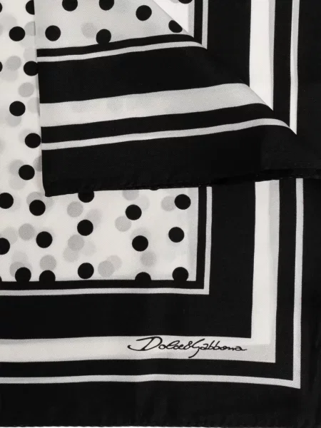 Fular Dolce & Gabbana de mătase cu buline alb