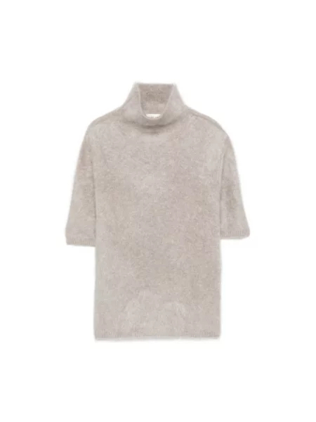 Sweter z golfem Soft Goat z krótkim rękawem beżowy