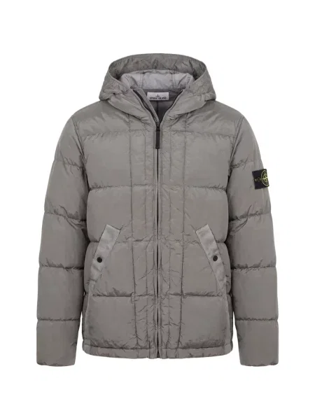 Geacă Stone Island cu glugă cu strasuri gri