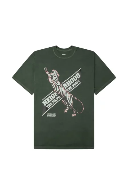 Tricou Neighborhood cu imagine cu dungi de tigru verde