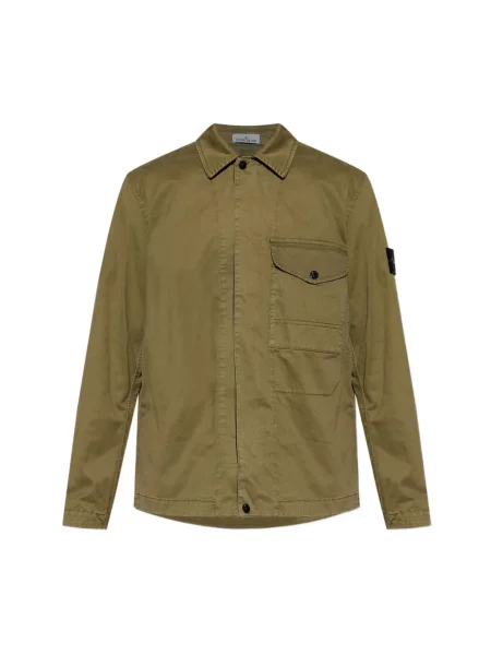 Kurtka koszulowa Stone Island casual z kamieniami zielona