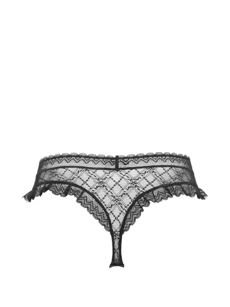 Chiloți tanga Eres cu volane din dantelă negru