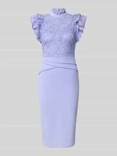 Sukienka midi o kroju slim fit z obszyciem koronką Lipsy