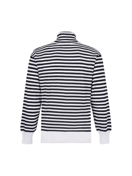Sweter z golfem Ami Paris w paski z paskiem biały