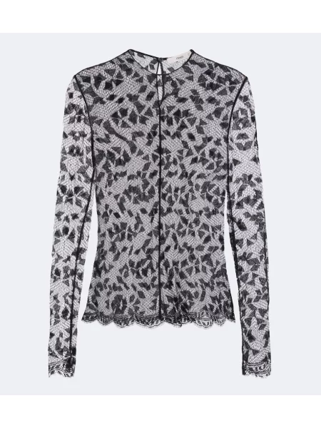 Top Fendi din dantelă negru