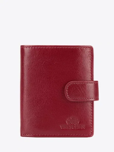 Portfel skórzany unisex zapinany na zatrzask czerwony