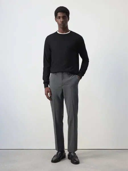 Spodnie Bologna cropped slim fit średni Mężczyzna 46 MANGO MAN szary