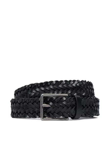 Calvin Klein Pasek Warmth Buckle Woven Fixed czarny