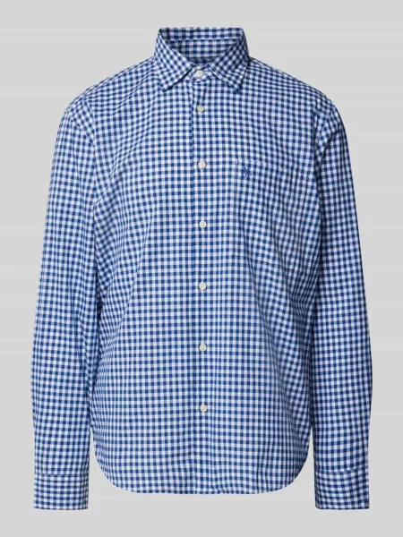 Koszula casualowa o kroju regular fit z czystej bawełny ekologicznej ze wzorem w kratę Marc O'polo niebieska