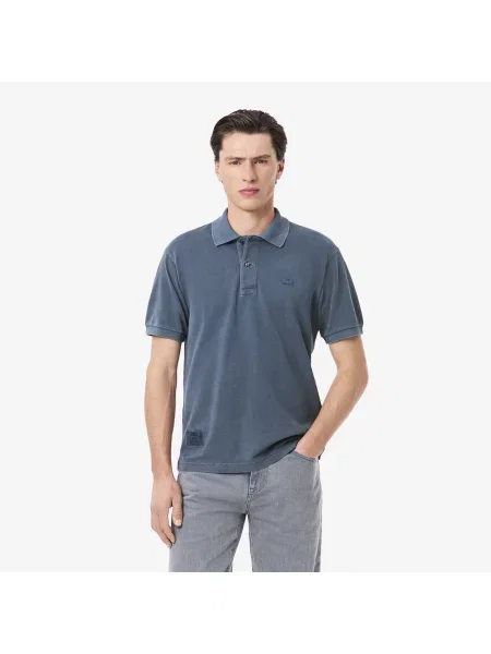 Lacoste Koszulka Polo Classic Fit Z Efektem Sprania niebieska