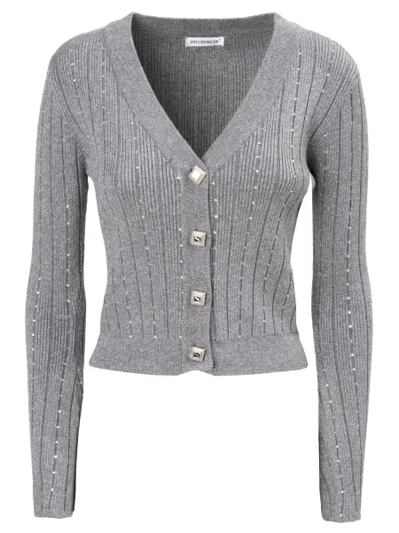 Influencer Geacă tricotată gri