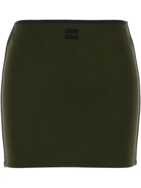 Fusta mini Miu Miu cu broderie verde