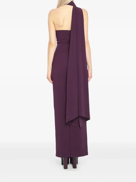 Rochie maxi Solace London cu un umăr gol de costum violet
