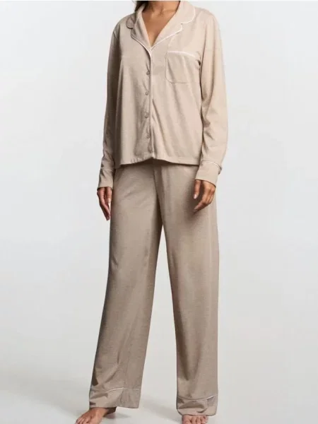 Піжамний комплект із двох предметів бежевий
