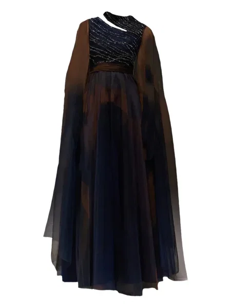 Rochie maxi Tha Seen cu paiete de costum maro