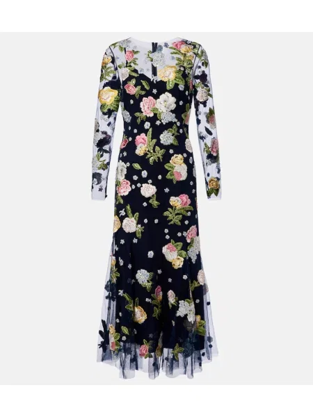 Rochie de cocktail Carolina Herrera cu broderie albastru