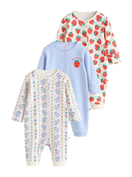 Next Pijamale crem / albastru porumbel / verde roșu