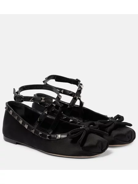 Balerini Valentino Garavani din satin negru
