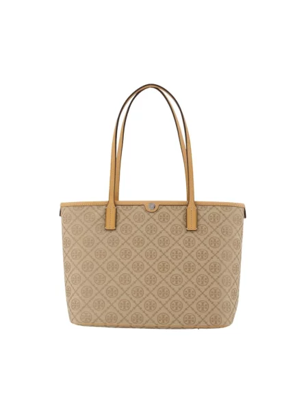 Shopperka Tory Burch skórzana beżowa