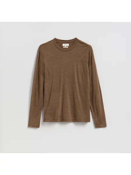 Vlněná dlouhá košile Reserved s dlouhými rukávy hnědá