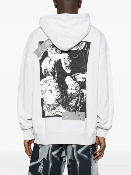 Hanorac cu glugă Off-white cu glugă cu imagine alb