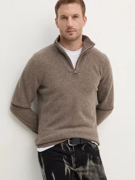 Barbour sweter wełniany beżowy