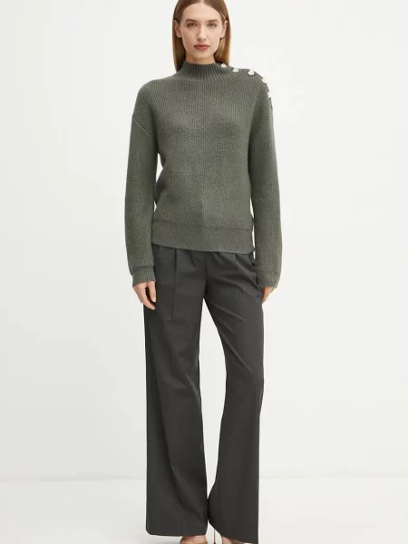 Morgan sweter z domieszką wełny MSTORI z półgolfem MSTORI zielony