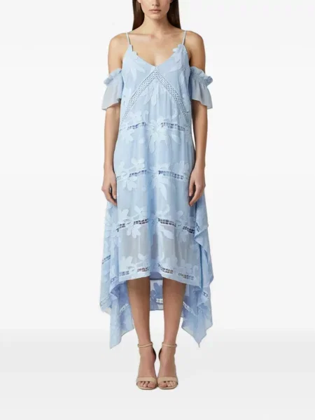Rochie midi Self-portrait din dantelă albastru