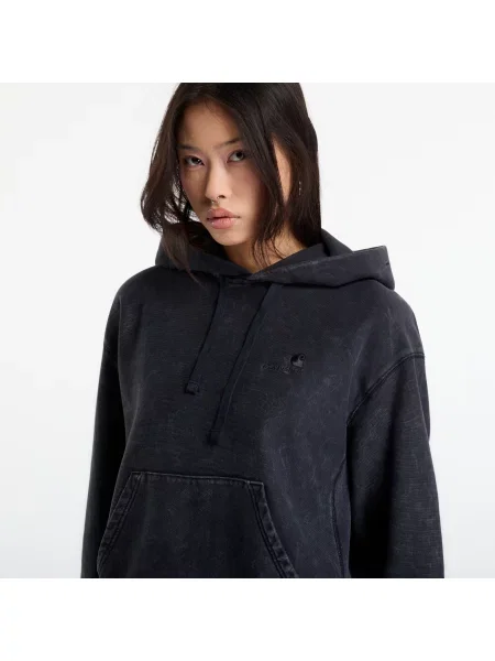Суитшърт Carhartt WIP W Hooded Lambert Sweat Black Moon Wash L черно