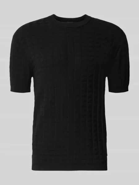 Koszulka z dzianiny z mieszanka z fakturowany wzór Armani Exchange czarna