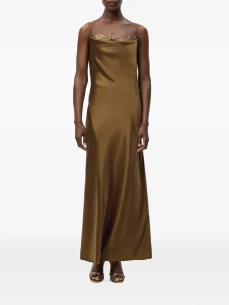 Rochie maxi Adam Lippes din dantelă maro