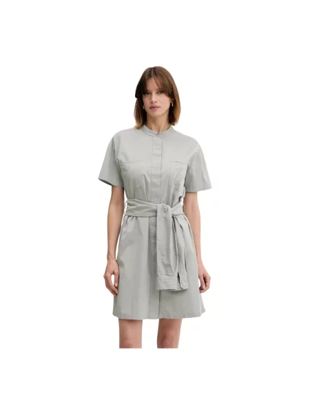 Sukienka koszulowa Emporio Armani z kołnierzem szara