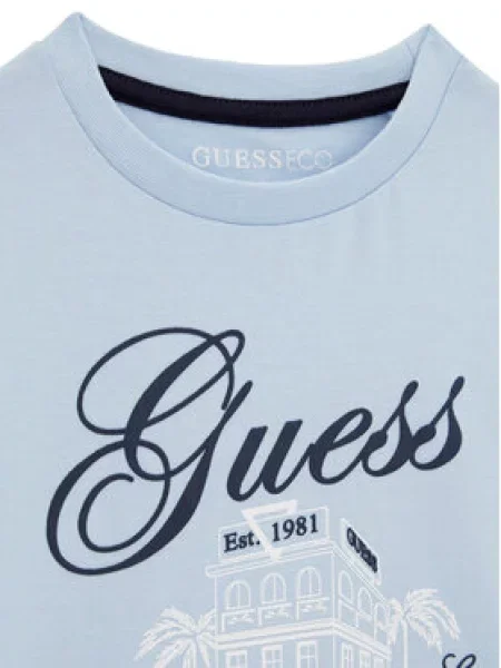 Guess Majica Svetlo Regular Fit modra
