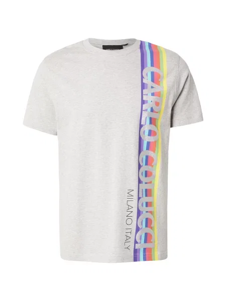 Carlo Colucci Tricou bleumarin / gri amestecat / lila negru