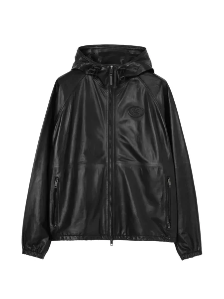 Geanta de piele Burberry cu glugă negru