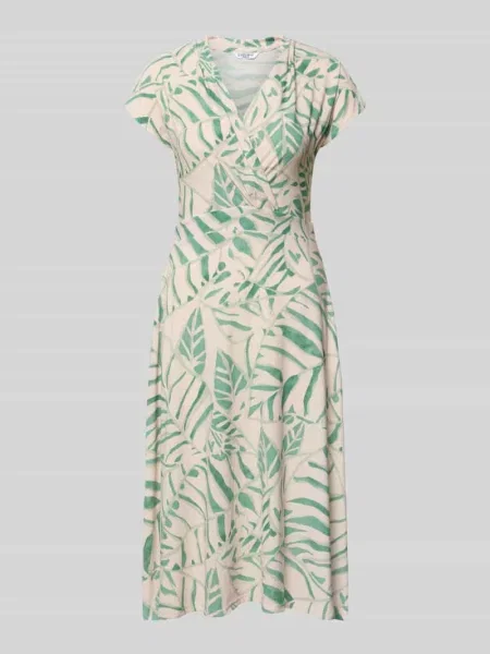 Sukienka midi w stylu kopertowym z dekoltem w serek model Zabaione zielona