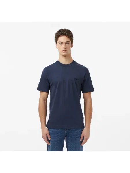 Lacoste T-Shirt Z Okrągłym Dekoltem Relaxed Fit granatowy