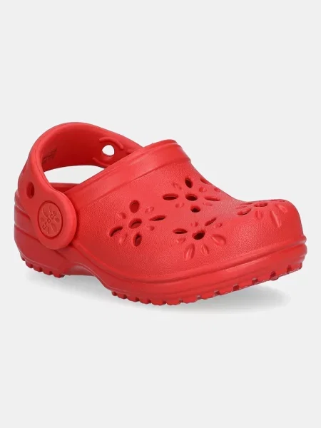 Crocs Pantofle CLASSIC FLORAL CUT OUT CLOG KIDS červené