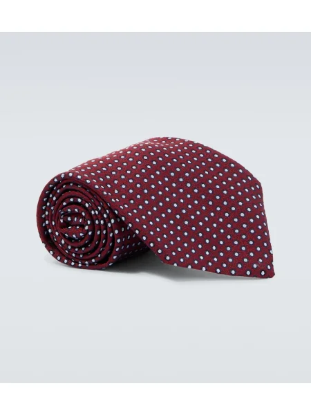 Hedvábná puntíkatá kravata Charvet vínová