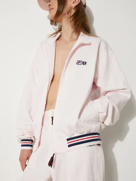 Fila geacă din denim Fila x Aries femei de tranziție oversized roz